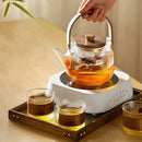 GobekUsa Glass Teapot Set with Wooden Handle and Cover