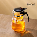 Modern glass teapot with one-button filter – kitchen glass pitcher by Decorbites