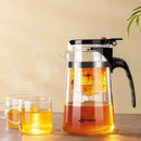 Modern glass tea brewing infuser kitchen teapot with black accents by Decorbites
