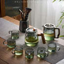 GobekUsa Glass Teapot with Wood Handle for Chinese Tea Ceremony and Kung Fu Tea