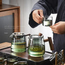 GobekUsa Glass Teapot with Wood Handle for Chinese Tea Ceremony and Kung Fu Tea