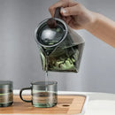 Mountain base glass teapot with wood handle – kitchen infuser teaware by Decorbites