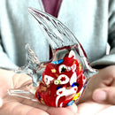 Vibrant red glass tropical fish figurines living room decor by Decorbites