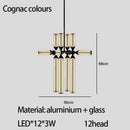 GobekUsa Glass Tube Chandelier: Modern LED Pendant Lamp for Living Room, Bedroom, Cafe, and Dining Room.