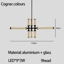 GobekUsa Glass Tube Chandelier: Modern LED Pendant Lamp for Living Room, Bedroom, Cafe, and Dining Room.