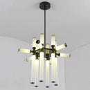 GobekUsa Glass Tube Chandelier: Modern LED Pendant Lamp for Living Room, Bedroom, Cafe, and Dining Room.