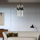 GobekUsa Glass Tube Chandelier: Modern LED Pendant Lamp for Living Room, Bedroom, Cafe, and Dining Room.