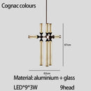 GobekUsa Glass Tube Chandelier: Modern LED Pendant Lamp for Living Room, Bedroom, Cafe, and Dining Room.