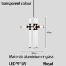 GobekUsa Glass Tube Chandelier: Modern LED Pendant Lamp for Living Room, Bedroom, Cafe, and Dining Room.