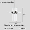 GobekUsa Glass Tube Chandelier: Modern LED Pendant Lamp for Living Room, Bedroom, Cafe, and Dining Room.