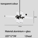 GobekUsa Glass Tube Chandelier: Modern LED Pendant Lamp for Living Room, Bedroom, Cafe, and Dining Room.
