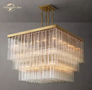 GobekUsa Glass Tube LED Square Chandelier Pendant Hanging Light - Modern Cielo Fixture