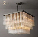 GobekUsa Glass Tube LED Square Chandelier Pendant Hanging Light - Modern Cielo Fixture
