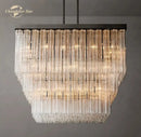 GobekUsa Glass Tube LED Square Chandelier Pendant Hanging Light - Modern Cielo Fixture