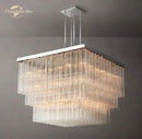 GobekUsa Glass Tube LED Square Chandelier Pendant Hanging Light - Modern Cielo Fixture