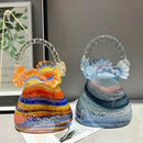 GobekUsa Glass Vase Basket Handbag Flower Arrangement Home Decoration Accessories
