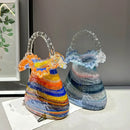 GobekUsa Glass Vase Basket Handbag Flower Arrangement Home Decoration Accessories