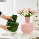 GobekUsa Glass Vase Desk Decoration Pot with Artificial Flowers - Modern Aesthetic Decor