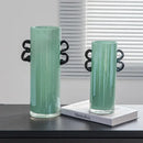 GobekUsa Glass Vase: Double-eared Straight-tube Flower Arrangement Hydroponics Terrarium Home Decoration