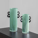GobekUsa Glass Vase: Double-eared Straight-tube Flower Arrangement Hydroponics Terrarium Home Decoration