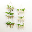 GobekUsa Glass Wall Hanging Planters with Wooden Holder