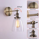 GobekUsa Glass Wall Lamp Antique Bronze E26 E27 for Living Room Bedroom Aisle Lighting