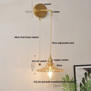 GobekUsa Glass Wall Lamp with Pull Chain Switch and Adjustable LED Light