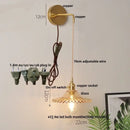 GobekUsa Glass Wall Lamp with Pull Chain Switch and Adjustable LED Light