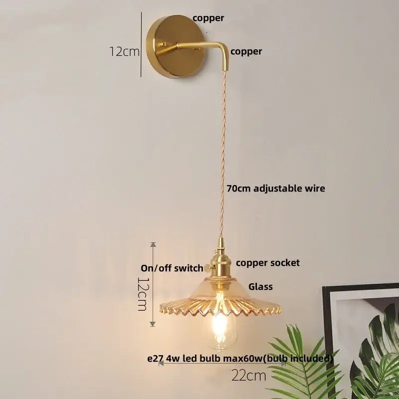 GobekUsa Glass Wall Lamp with Pull Chain Switch and Adjustable LED Light, photo 11 of 22