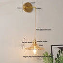 GobekUsa Glass Wall Lamp with Pull Chain Switch and Adjustable LED Light