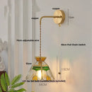 GobekUsa Glass Wall Lamp with Pull Chain Switch and Adjustable LED Light