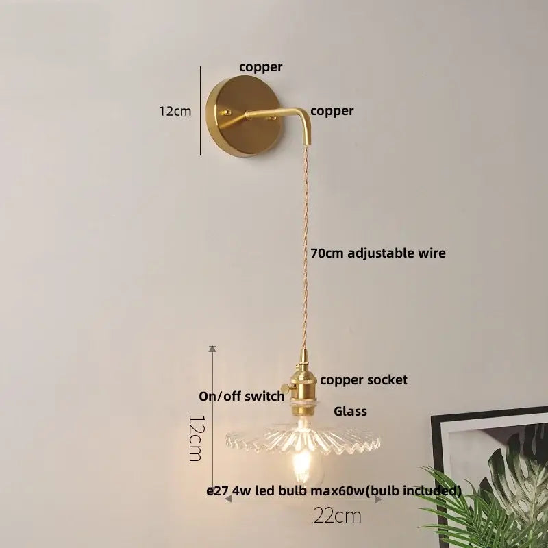 GobekUsa Glass Wall Lamp with Pull Chain Switch and Adjustable LED Light, photo 6 of 22