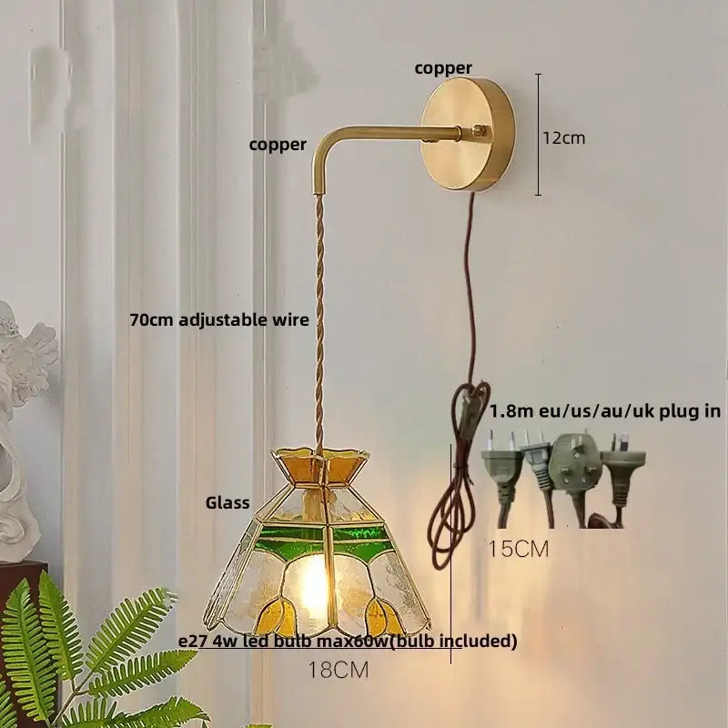 GobekUsa Glass Wall Lamp with Pull Chain Switch and Adjustable LED Light, photo 14 of 22