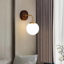 GobekUsa Glass Wall Light Fixture Walnut Wood Modern Nordic Pull Chain Switch Lamparas