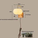 GobekUsa Glass Wall Light Fixture Walnut Wood Modern Nordic Pull Chain Switch Lamparas