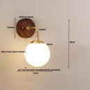 GobekUsa Glass Wall Light Fixture Walnut Wood Modern Nordic Pull Chain Switch Lamparas