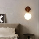 GobekUsa Glass Wall Light Fixture Walnut Wood Modern Nordic Pull Chain Switch Lamparas