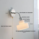 GobekUsa Glass Wall Light Fixture with Pull Chain Switch, Adjustable Arm, Modern Nordic Design