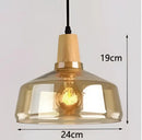 GobekUsa Glass & Wood Pendant Light: Modern Nordic Hanging Lamp for Bar, Table, Dining - Gray Retro Decor