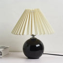 GobekUsa Globe Ceramic Bedside Table Lamp - Modern Nightstand Lighting with Pleated Shade