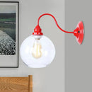 GobekUsa Globe Industrial Wall Light Fixture - Clear Glass Red Sconce Lamp