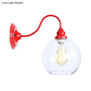 GobekUsa Globe Industrial Wall Light Fixture - Clear Glass Red Sconce Lamp