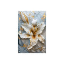 Abstract white & gold flower canvas wall art living room 3 panel decor by Decorbites