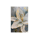 Abstract white & gold flower canvas wall art living room 3 panel decor by Decorbites