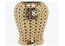 GobekUsa Gold Ceramic Carved Temple Jar - Home Decor