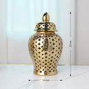 GobekUsa Gold Ceramic Carved Temple Jar - Home Decor
