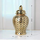GobekUsa Gold Ceramic Carved Temple Jar - Home Decor