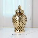 GobekUsa Gold Ceramic Carved Temple Jar - Home Decor