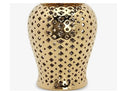 GobekUsa Gold Ceramic Carved Temple Jar - Home Decor