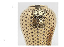 GobekUsa Gold Ceramic Carved Temple Jar - Home Decor